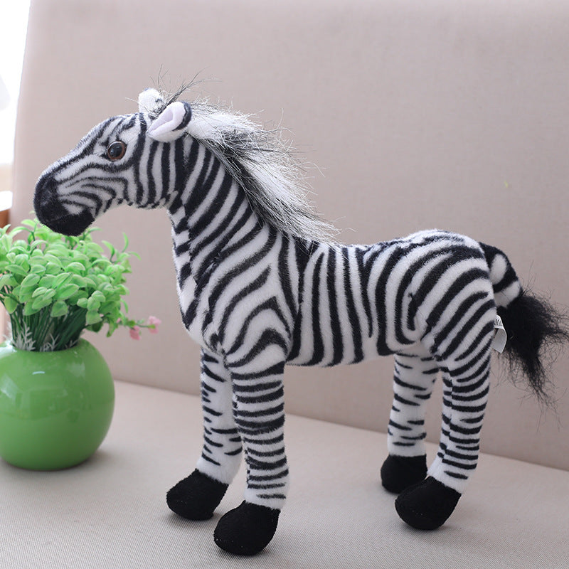 Plush Toy Doll Black Horse White Horse